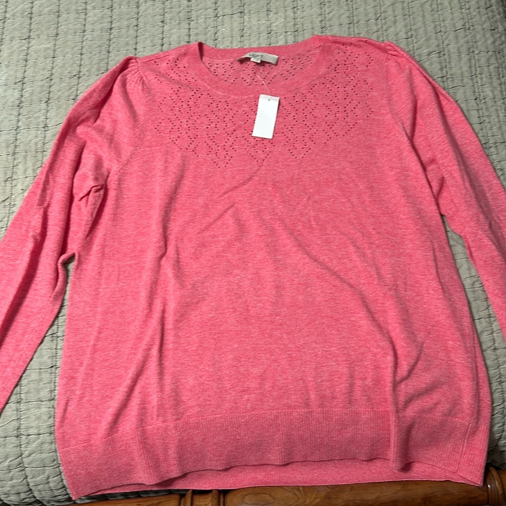 NWT Loft XXL light coral sweater with neckline detail